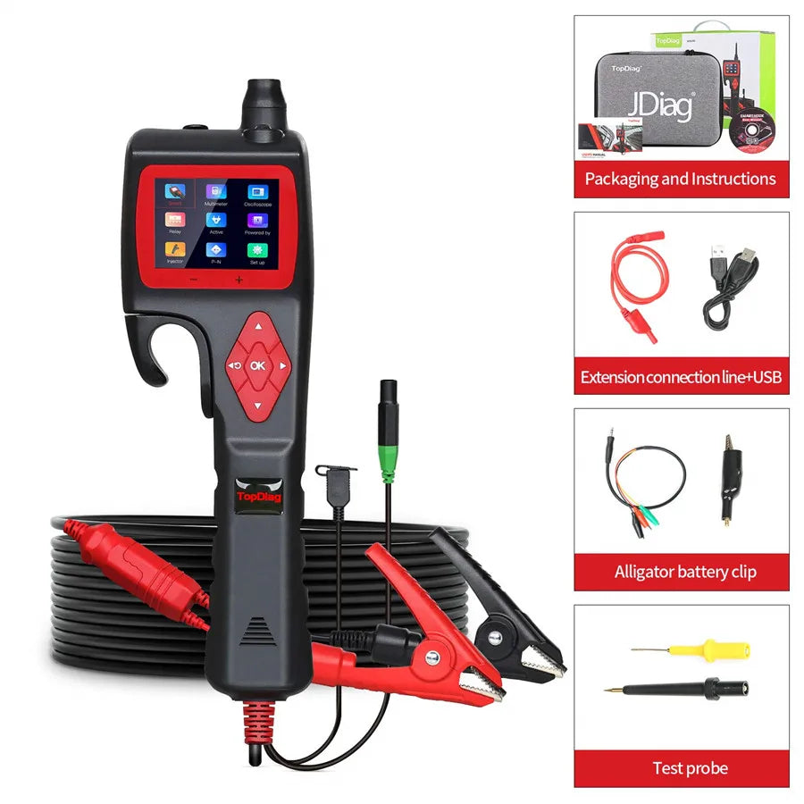 TopDiag P200 Automotive Circuit Tester, 12V 24V Electrical Test Tool with Multimeter, Relay Test, Activating Component