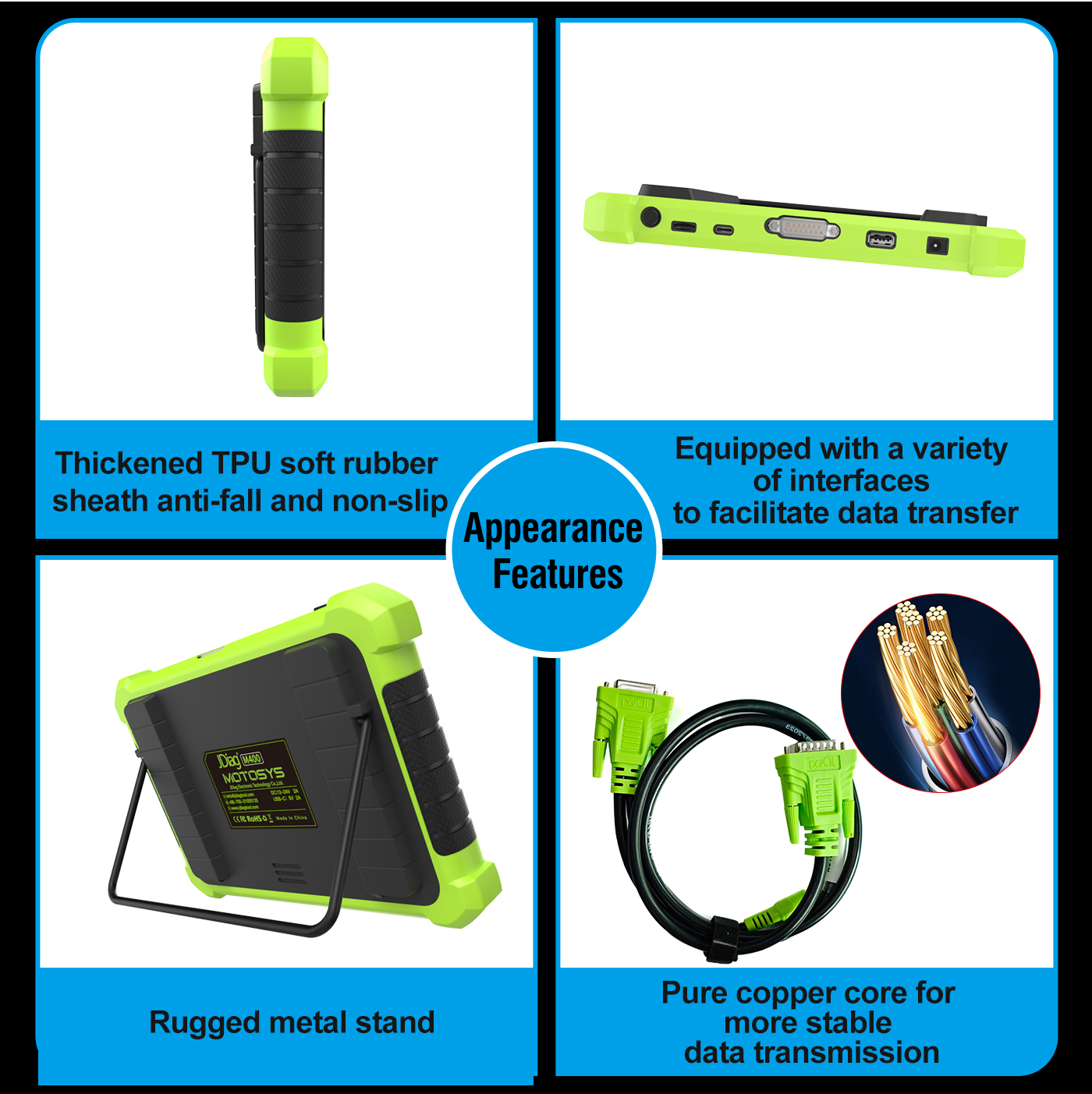 JDIAG M400 Universal Motorcycle OBD2 Scanner 8 inch Tablet Scanner Android System Support Motorcycle ECU Programmer